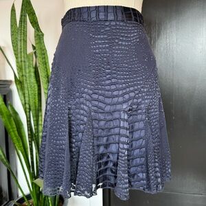 Reiss Navy Animal Print Mini Skirt